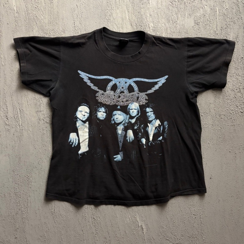 Vintage Aerosmith‎ Shirt XL Black 1990s Nine Lives Tour Giant